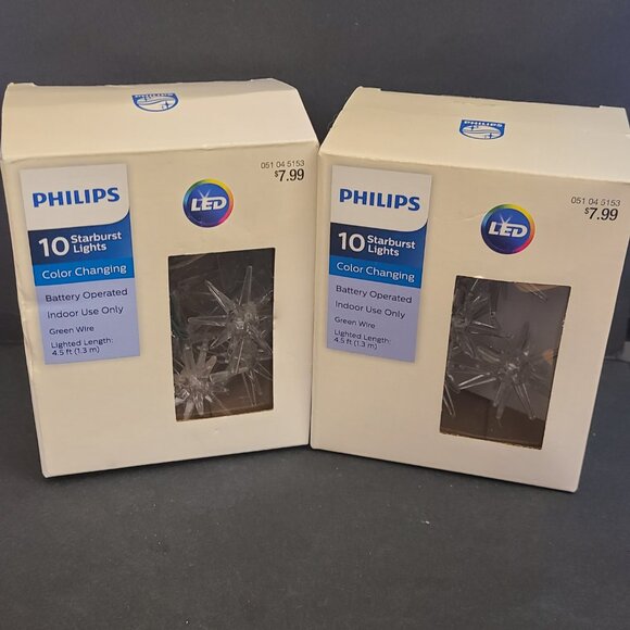 Set of 2 Philips Battery Operated Color Changing STARBURST Lights Holiday Decor - Picture 2 of 7